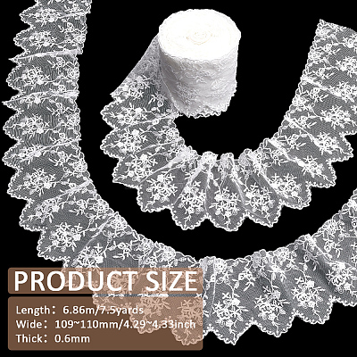 7.5 Yards Flower Pattern Artificial Fibers Lace Embroidery Sewing Trimming DIY-FG0005-08B-1