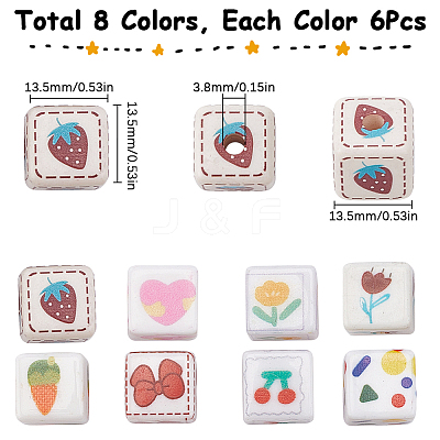 48Pcs 8 Style Opaque Acrylic Beads MACR-SC0001-13-1