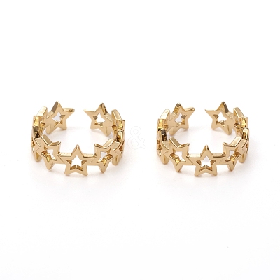 Adjustable Brass Cuff Rings RJEW-G105-03G-1
