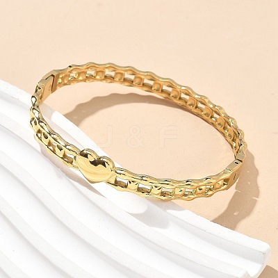 304 Stainless Steel Hinged Bangles for Women AJEW-P127-27G-1