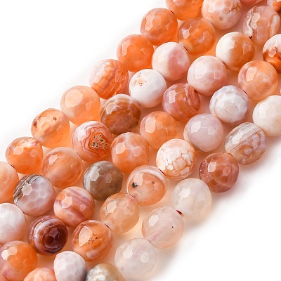 Faceted Natural Fire Crackle Agate Beads Strands G-F447-6mm-B03-1