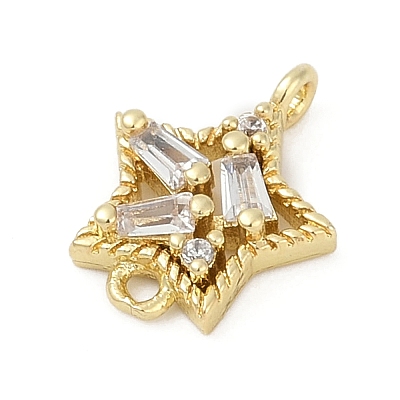 Brass Clear Cubic Zirconia Connector Charms LS-KK-Z094-03G-02-1