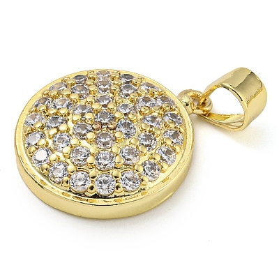 Rack Plating Brass Micro Pave Clear Cubic Zirconia Pendants KK-Z063-23G-1