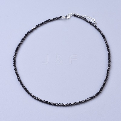 Natural Black Spinel Beaded Necklaces NJEW-K114-B-A20-1
