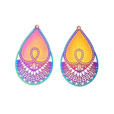 Ion Plating(IP) 304 Stainless Steel Filigree Pendants STAS-S118-088-1