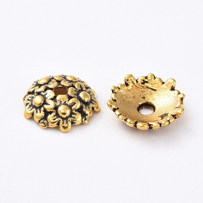Tibetan Style Bead Caps TIBEB-LF1650Y-AG-FF-1