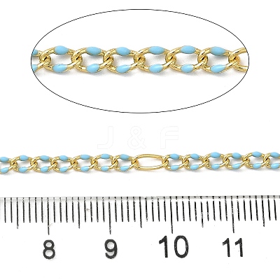 Handmade Brass Enamel Oval Link Chains CHC-L053-08G-08-1