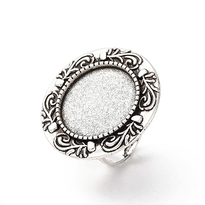 Vintage Adjustable Iron Finger Ring Components Alloy Cabochon Bezel Settings X-PALLOY-O039-08AS-1