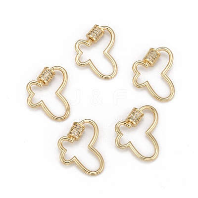Brass Micro Pave Cubic Zirconia Screw Carabiner Lock Charms KK-I657-15G-1