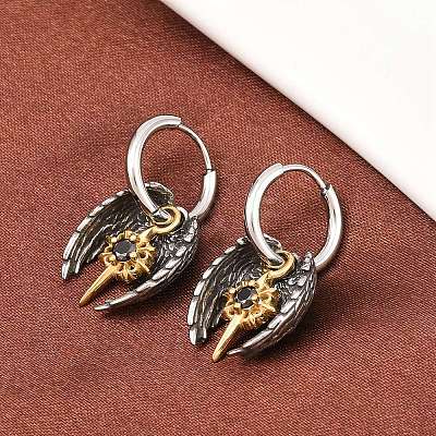 316 Surgical Stainless Wing Hoop Earrings EJEW-C160-12AS-02-1