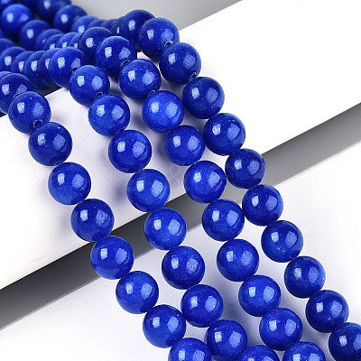 Dyed Natural Mashan Jade Round Beads Strands G-T139-8mm-67E-1
