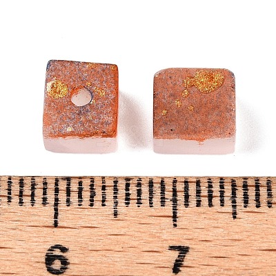 Frosted Glass Beads with Golden Glitter Powder DGLA-NH001-6mm-01G-1