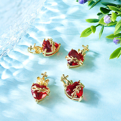 4Pcs 2 Styles Brass Glass Pendants KK-TA0008-18B-1