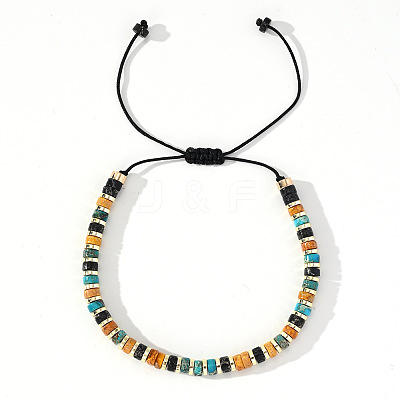 Ethnic Style Natural Mixed Gemstone Column Beads Braided Bead Bracelets for Men Women BR3776-5-1