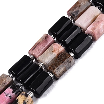 Natural Obsidian & Rhodonite Beads Strands G-Q614-01A-08-1