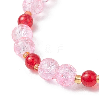 Spray Painted Crackle Glass Beads Stretch Bracelets for Women BJEW-MZ00201-03-1