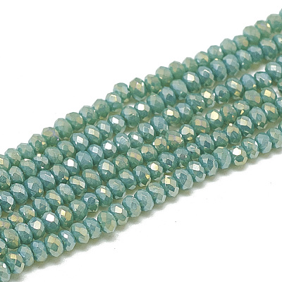 Electroplate Opaque Solid Color Glass Beads Strands EGLA-Q112-B13-1
