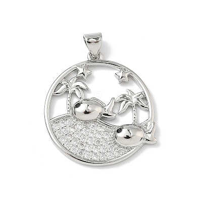 Brass Micro Pave Cubic Zirconia Pendants KK-P330-07C-P-1