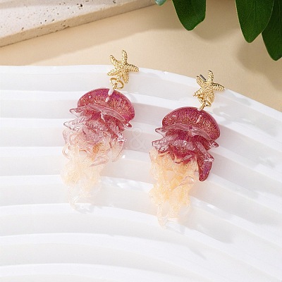 Alloy Acrylic Stud Dangle Earrings for Women WGE5F56-01-1