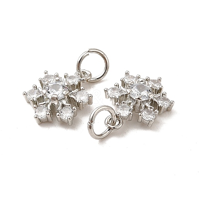 Rack Plating Brass Micro Pave Cubic Zirconia Pendants KK-E081-16P-1