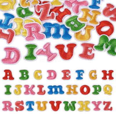 104Pcs 4 Sets Letter A~Z Embroider Thread Cloth on/Sew On Patches PATC-TA0001-41-1