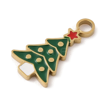 Christmas Theme Ion Plating(IP) 304 Stainless Steel Enamel Charms STAS-Z083-08G-03-1
