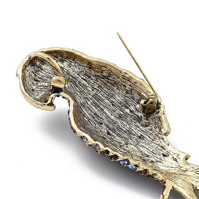 Parrot Alloy Rhinestone Brooches JEWB-Q006-03B-1