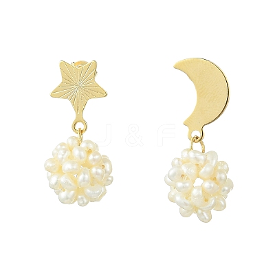 Natural Cultured Freshwater Pearl Dangle Stud Earrings EJEW-JE07281-1