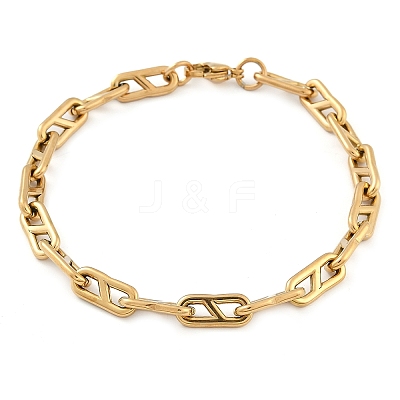 304 Stainless Steel Oval Link Chain Bracelets for Women Men BJEW-F488-49A-G-1
