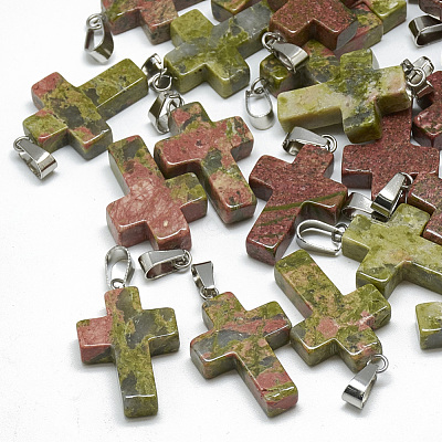 Natural Unakite Pendants G-T080-08-1
