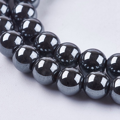 Non-Magnetic Synthetic Hematite Beads Strands G-H1623-6mm-1-1
