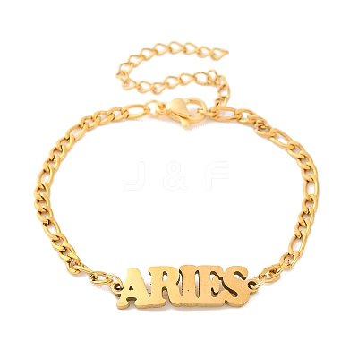 Constellation 202 Stainless Steel Figaro Chain Link Bracelets for Women Men AJEW-U006-01G-1
