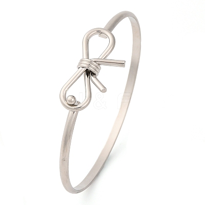 Bowknot Brass Plain Bangles for Women BJEW-F477-06P-1