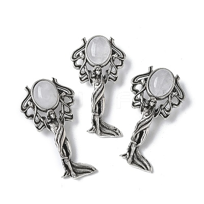 Angel Brass Natural Quartz Crystal Pendants KK-D361-02AS-18-1