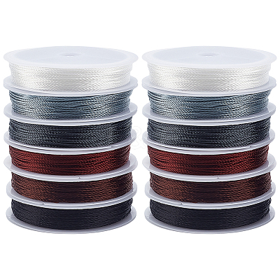 12 Rolls 6 Colros Polyester Round Thread OCOR-PH0005-25B-1