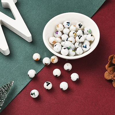 80Pcs 8 Colors Christmas Opaque Glass Beads EGLA-YW0001-06-1