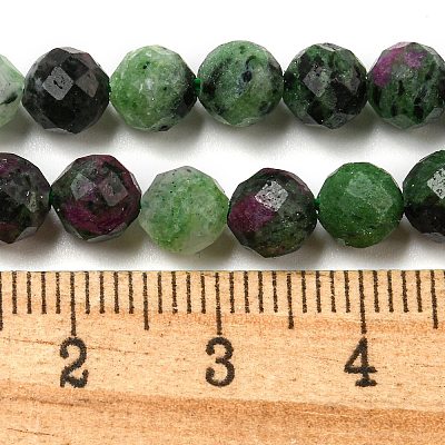 Faceted Round Natural Ruby in Zoisite Bead Strands G-F289-11-6mm-1