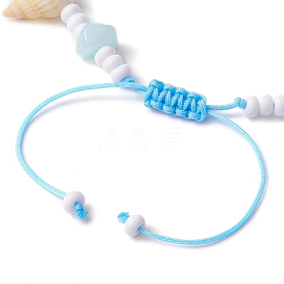 Natural Spiral Shell Braided Anklets AJEW-AN00590-1