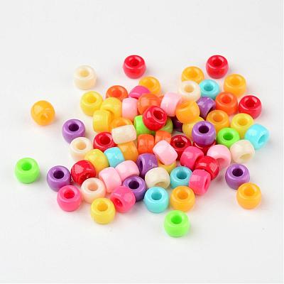 Opaque Acrylic European Large Hole Beads X-PL338-1