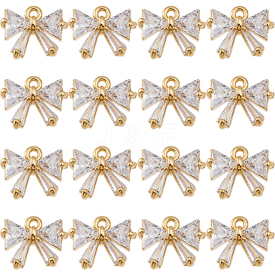 16Pcs Brass Cubic Zirconia Charms KK-DC0004-71-1