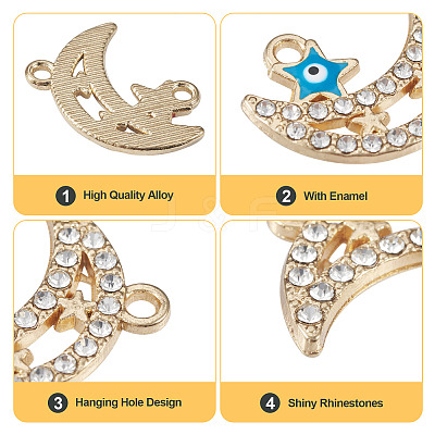 20Pcs 5 Colors Moon Alloy Enamel Connector Charms FIND-TA0002-19-1
