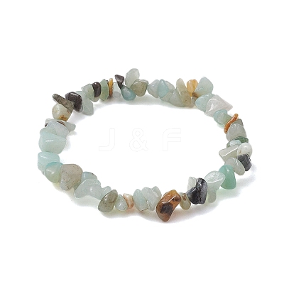 Natural Flower Amazonite Chip Beaded Stretch Bracelets for Women Men BJEW-JB10665-01-1