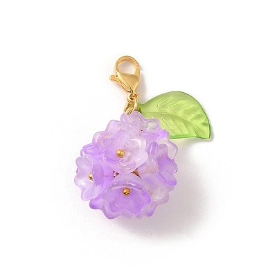 Flower Glass Pendant Decoration HJEW-TA00286-04-1