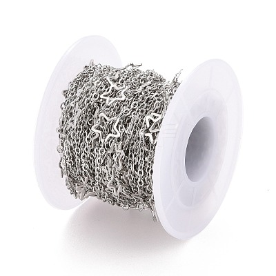 Tarnish Resistant 304 Stainless Steel Star Link Cable Chains CHS-E006-02P-1