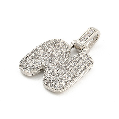 Brass Micro Pave Clear Cubic Zirconia Pendants KK-B099-01P-N-1