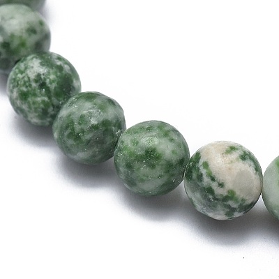 Natural Green Spot Jasper Bead Stretch Bracelets BJEW-K212-B-017-1