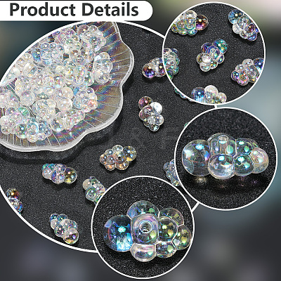 40Pcs UV Plating Transparent Acrylic Beads OACR-PA0001-69-1