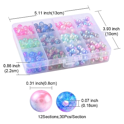 360Pcs 12 Style Rainbow ABS Plastic Imitation Pearl Beads OACR-YW0001-02-1