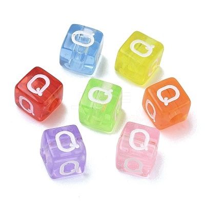 Spray Painted Transparent Acrylic Beads MACR-K365-07Q-1