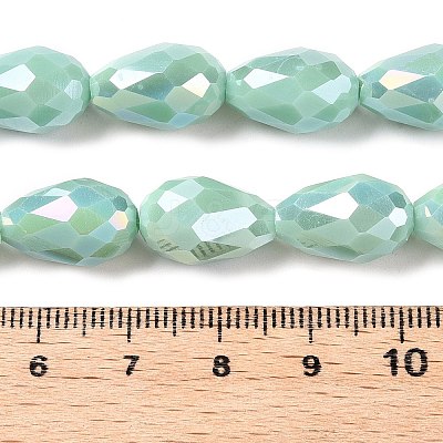 Opaque Solid Color Electroplate Glass Beads Strands EGLA-N013-P8mm-B14-1